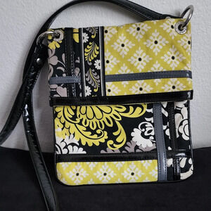 Vera Bradley Yellow & Black flipster HIPSTER Crossbody Slim Purse Long Handle